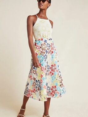 NWT Anthropologie Eva Franco Meghan Embroidered Midi Skirt Sz 6/Small